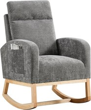 Nursery Glider Rocking Chair Baby Nursing Chair with Footrest High Back Seating
