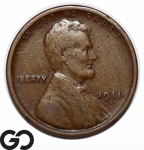 1911-S Lincoln Cent Wheat Penny, San Francisco Issue
