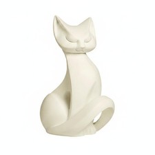 Minimalistische Katzenskulptur wei&szlig; Katzenskulptur Abstrakt f&uuml;r Eingangsbereich