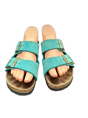 Birkenstock Teal Suede Double-Strap Sandals m_69763fab9f19e2b92418d129.jpeg main image 2