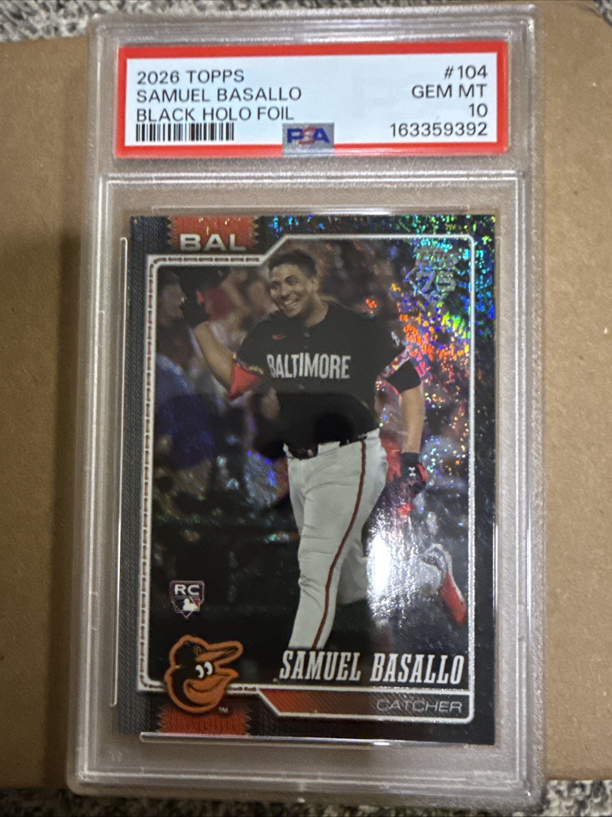 2026 Topps Series 1 - Samuel Basallo #104 Black Sandglitter /10 (RC) PSA10 POP1