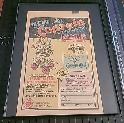 Capsela Construction Action Vehicles Print Ad Framed 1982 8.5X11 