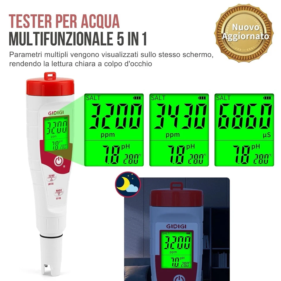 Mesureur Professionnel PH Numérique Affichage PHMÈTRE Pour Eau Salée TDS EC PPM - Photo 2/4