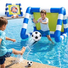 Kid Soccer Pool Toy Inflatable Float Soccer Goal  Ball Water Game