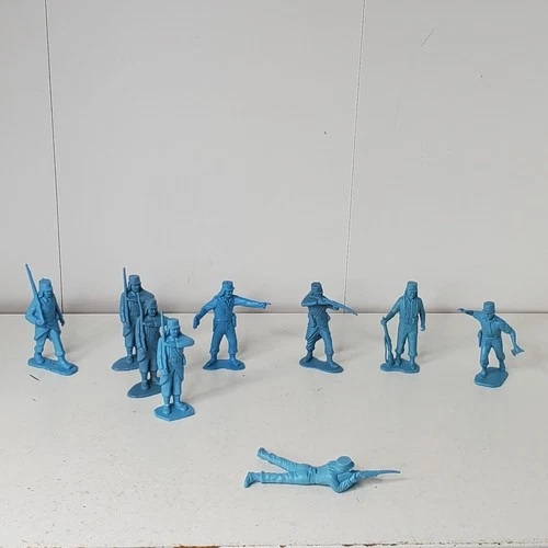 Vintage Marx Captain Gallant French Infantry Soldiers Lot 9 Figures Light Blue