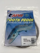 American Fishing Wire Tooth Proof Stainless Single Strand Leader Wire 124lb Brow