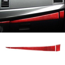 3Pcs Red Carbon Fiber Passenger Side Dashbaord Cover Trim For Mitsubishi Lancer