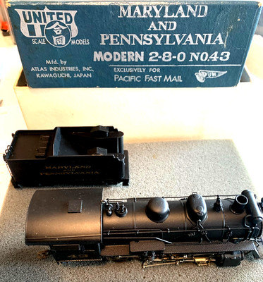 OO/HO MESSING ATLAS, UNITED SCALE MODELS MARYLAND & PENNSYLVANIA MODERN 2-8-0 #43