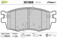 BremsbeläGe Set, Scheibenbremse 301868 Valeo FüR Hyundai KIA