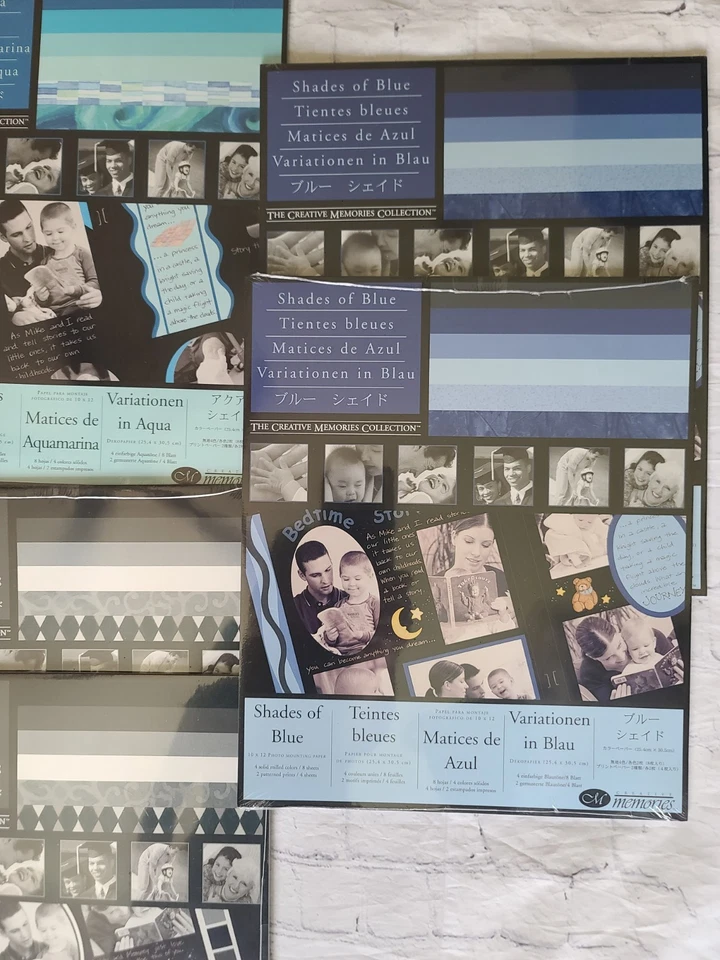 Lote de papel fotográfico Creative Memories 10 x 12 tonos de azul oliva rosa ámbar verde+ Foto 4 de 4