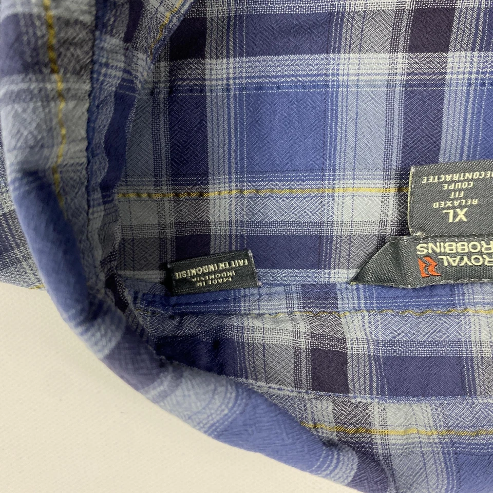 Royal Robbins Shirt Mens XL Blue Plaid Short Sleeve Relaxed Fit Nylon - Image 4 of 4