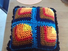 plaid couverture Coussin vintage au crochet en laine fait main