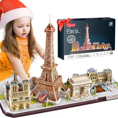 CubicFun 3D Puzzles for Kids Ages 8-10 LED Paris Cityline, Toys Arts for 8-12...