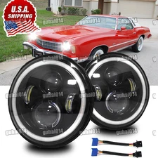 2x Fit Chevy Monte Carlo 1970-1975 7" Inch Round LED Headlights DRL Hi/Lo Beam