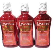 LOT 3 BOTTLES Lavoris Fresh Breath Mouthwash Original Cinnamon 16.9 FL OZ Sealed