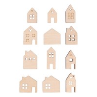 Rayher Holz Streuteile Mini Haus 24 StüCk 2.5 Bis 3.5 Cm Deko Basteln