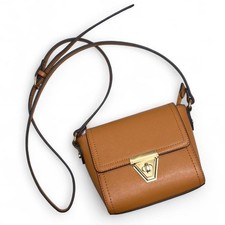 Brown Crossbody Faux Leather Bag Small Size Gold Hardware Preppy Boho