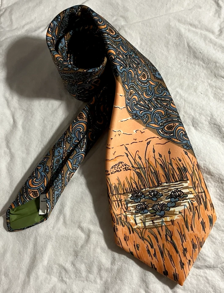 Corbata Columpio Vintage 57" x 4 1/2" Años 50 Melocotón Lirio Almohadillas y Paisleys - Wembley Foto 2 de 4