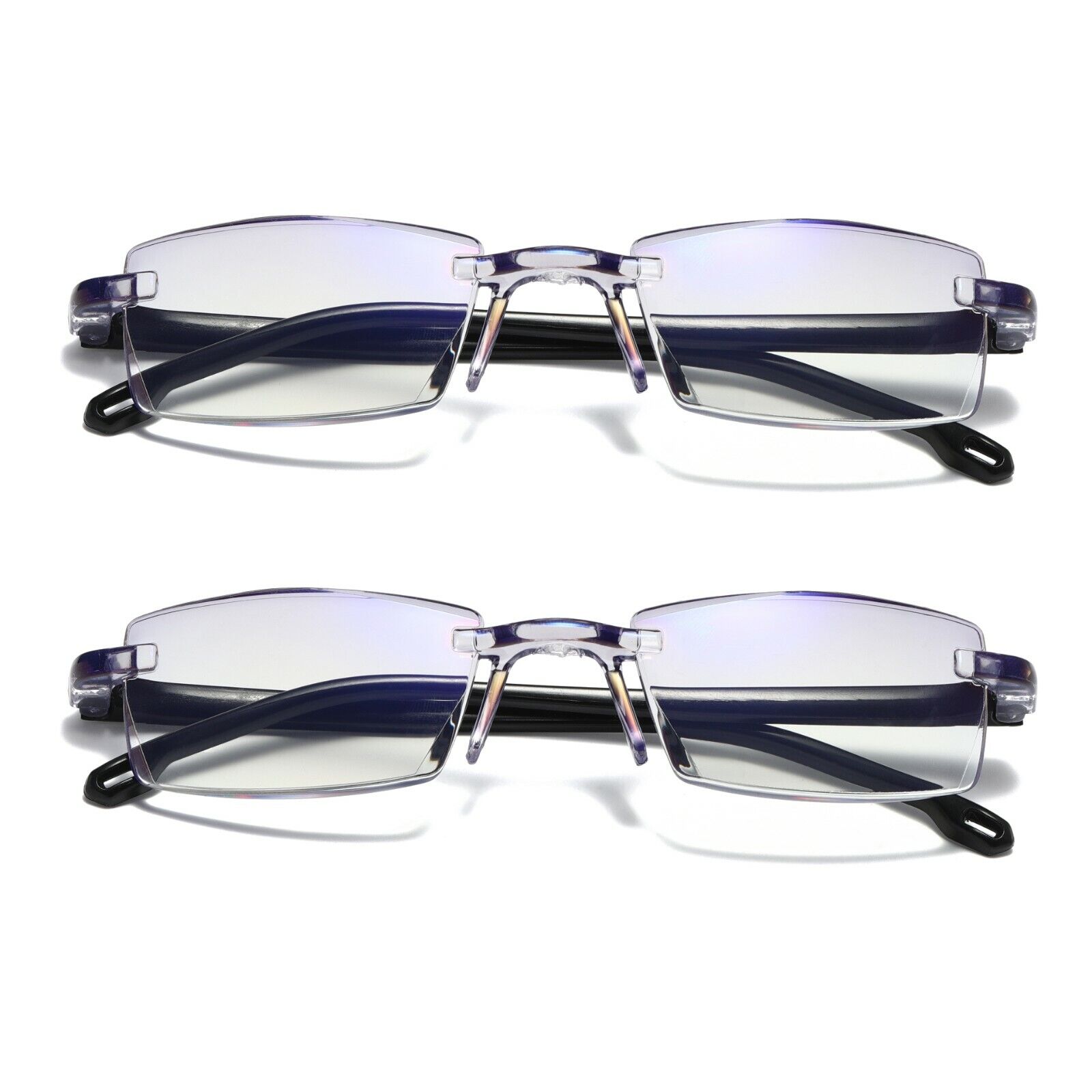 4 PK Rectangular Rimless Blue Light Blocking Reading Glasses Unisex Readers