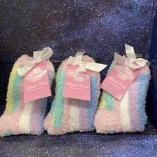 3 X Snuggle Feet Womens Rainbow Soft Cozy & Warm Fuzzy Socks - Size 5/9