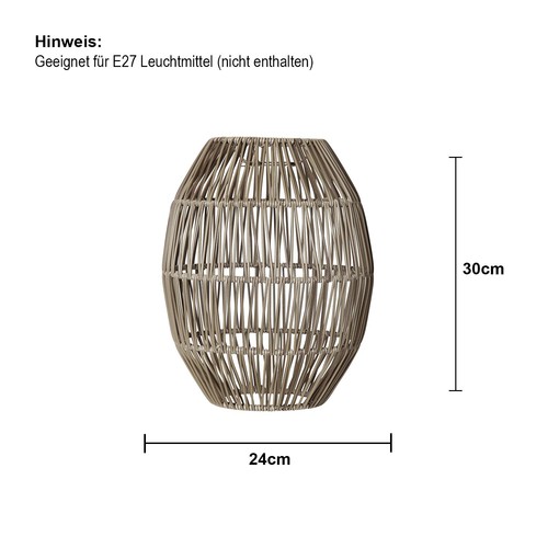 Star Trading Lampenschirm Linde, Rattan, Beige, E27, Außenbereich, 30 cm - Bild 5 von 5