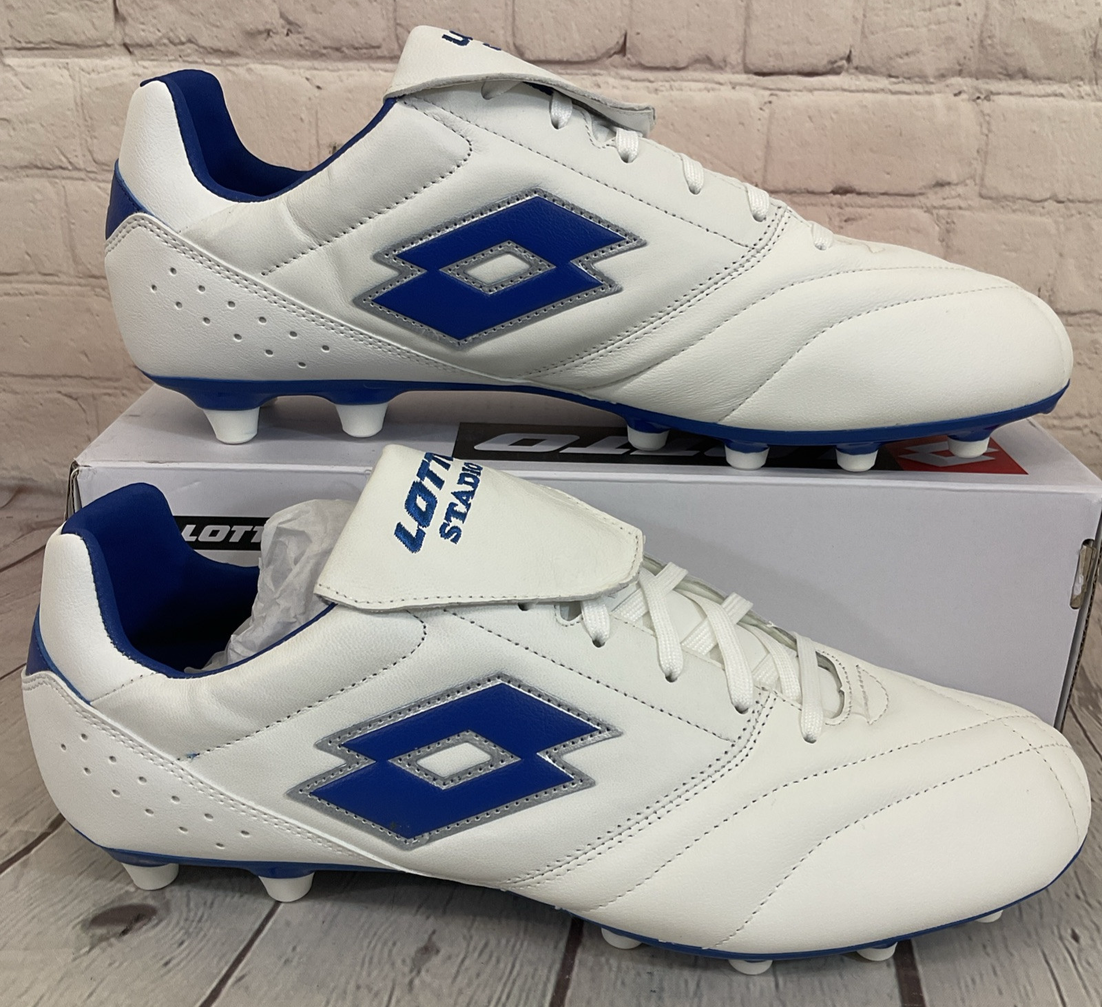 Lotto 218126 1X5 Stadio 200 III FG Tacchetti Calcio Bianco Blu Pacifico US 10