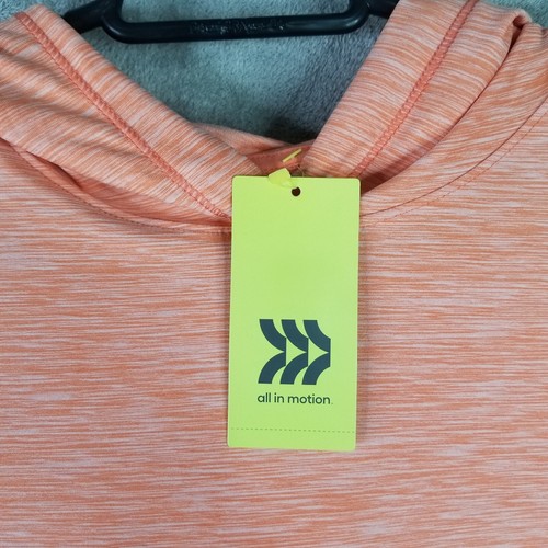 Girls Orange Hoodie Shirt Soft Stretch Thumb Holes All in Motion Size XL (14/16) - Picture 3 of 9