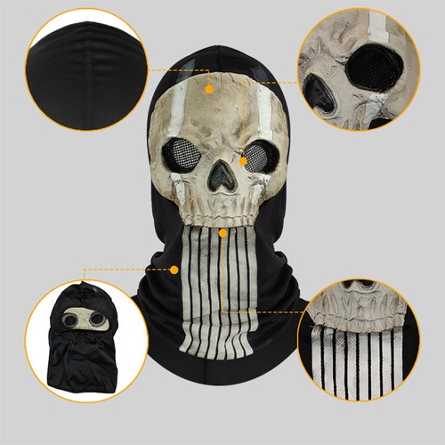 Skull Ghost Full Mask Cosplay Unisex Party Halloween Latex Headgear Face Costume - Picture 8 of 22