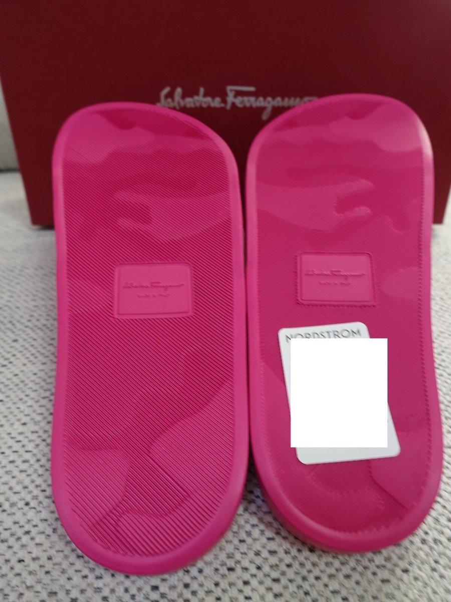 NIB Salvatore Ferragamo Gancini Groovy Pool Slides Slippers
