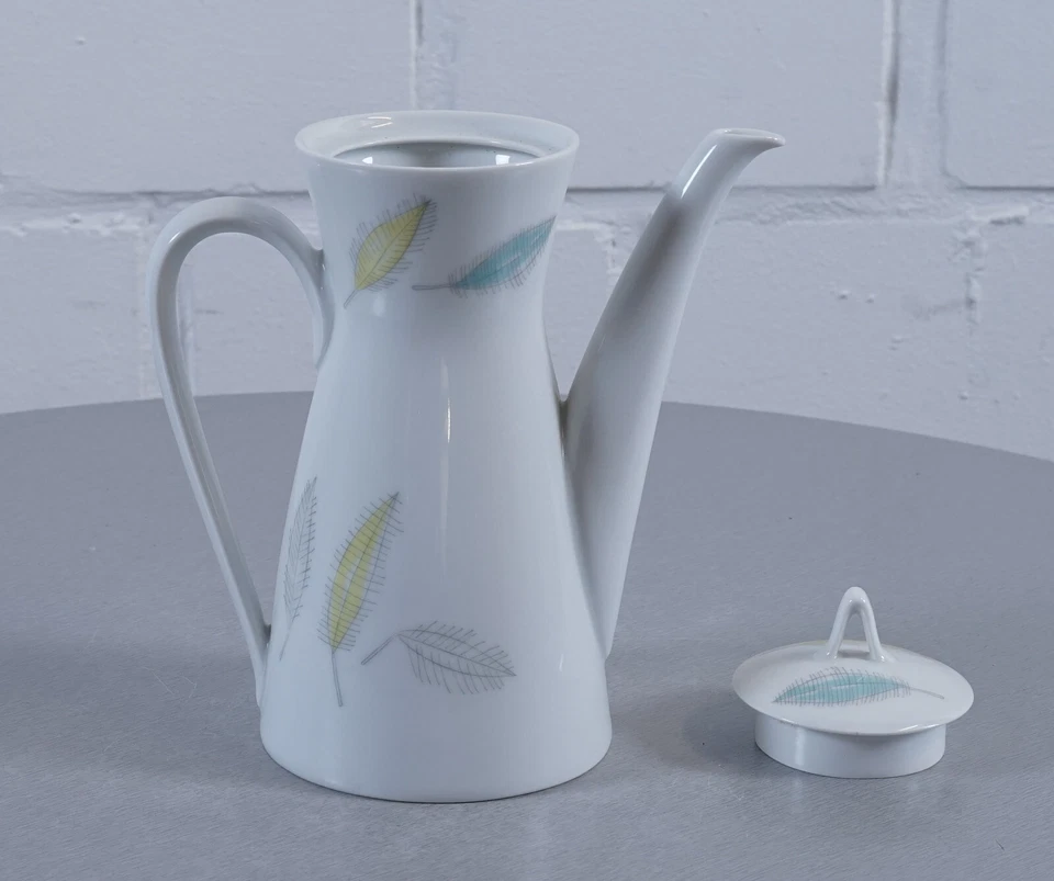 Jarra cafetera de porcelana Rosenthal forma 0,5 L 2000 hojas coloridas (F) vintage Foto 3 de 4