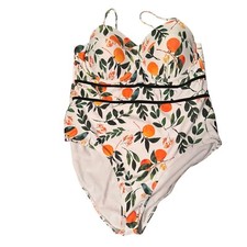 Floral Orange Print One-Piece Swimsuit 3XL women one piece swim suit