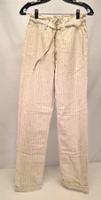 NWT Rag & Bone Tie Straight Leg Natural with Blue Stripes Pant  Size 24