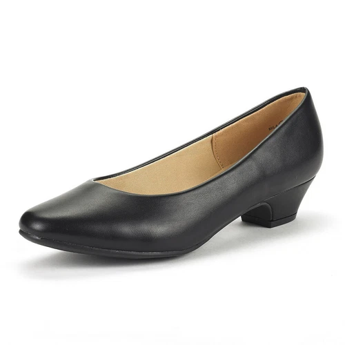 Zapatos de salón clásicos sin cordones de tacón grueso bajo con punta cerrada para mujer - Imagen 5 de 17