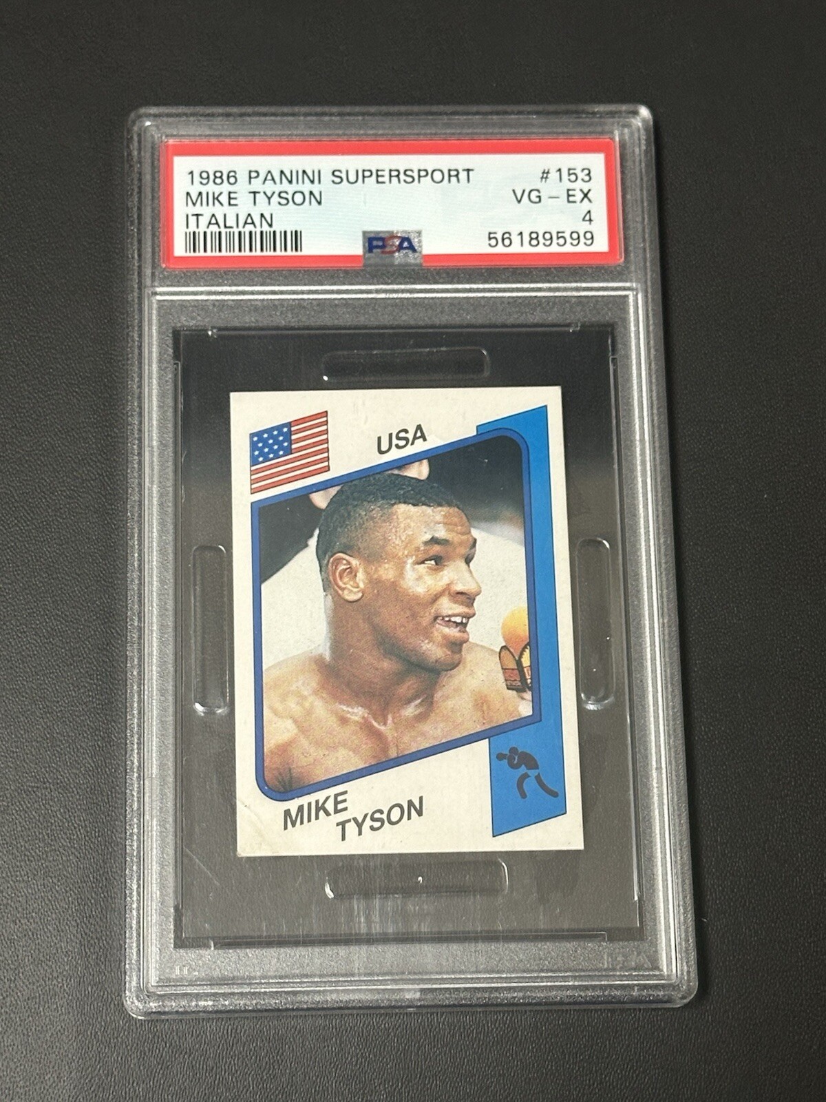 1986 Panini Supersport Italian #153 Mike Tyson Rookie RC PSA 4 (VG-EX)