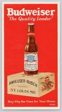 1920s Anheuser Busch Budweiser Beer Advertising Card/Flyer Original B4-95