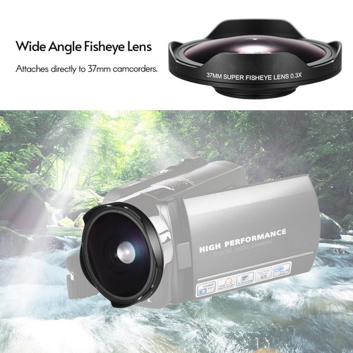 37MM 0.3X HD Ultra Wide Angle Fisheye Lens with Hood for Canon Camcorders H3V0 - Picture 6 of 9
