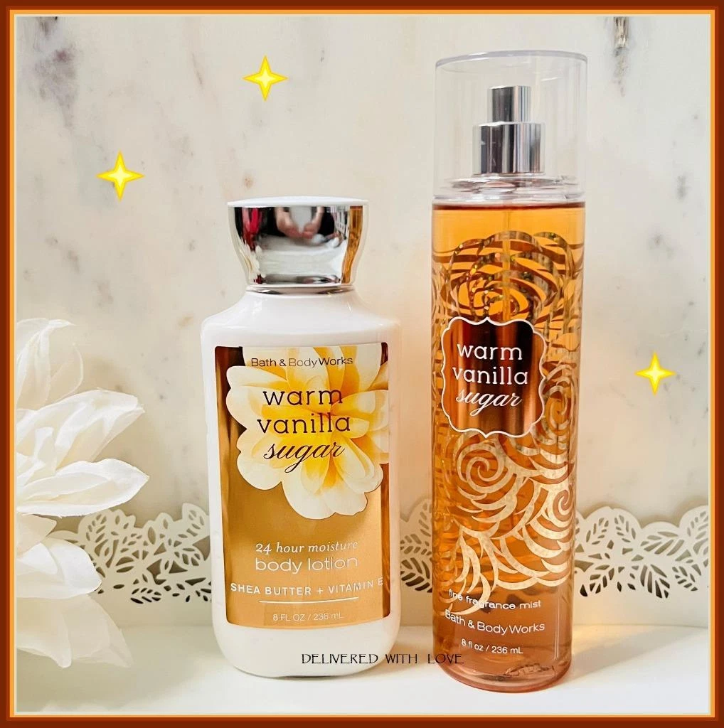 Bath & Body Works WARM VANILLA SUGAR 2 Pc Gift SET Fragrance Mist + Body  Lotion