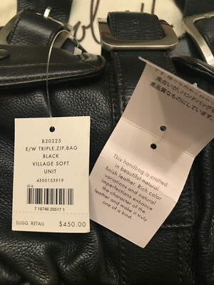 Cole Haan E/W Triple Zip Bag Hobo Satchel Black Village Soft