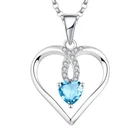 JO WISDOM Sterling Silver 925 heart March birthstone necklace BNIB IA1204