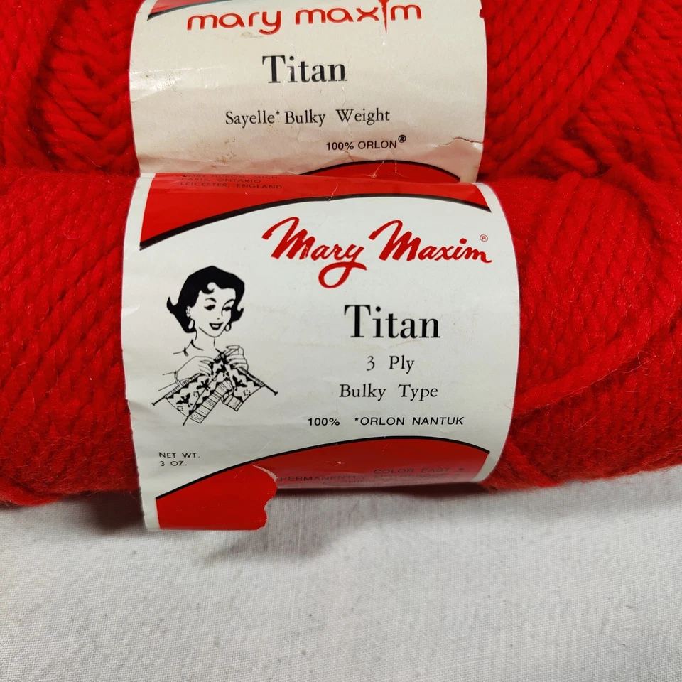 Vintage Lot of 4 Mary Maxim Titan 3 ply Yarn 3oz Skeins Acrylic 19255 Red - Image 3 of 4