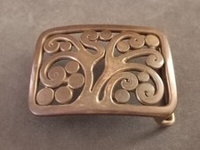 Vintage Abstract Brutalist Brass Belt Buckle Hippie Boho 1970s Handcrafted.