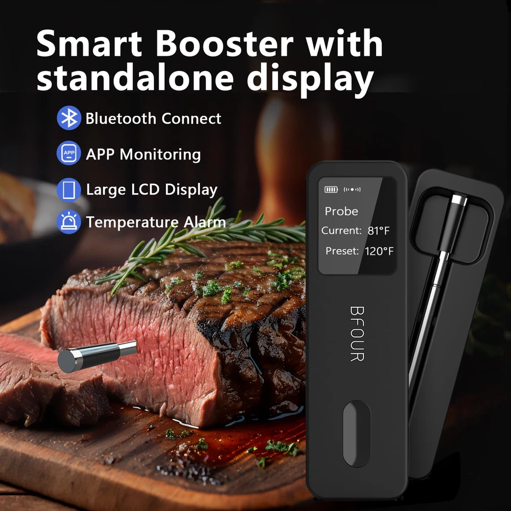 Bluetooth Meat Thermometer Wireless with Waterproof Meat Probe, Wireless Meat Th