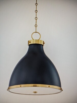 Hudson Valley Lighting Gold and Dark Blue Large Pendant New 16'' Wide MDS361