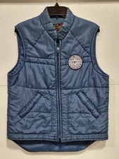 Vintage M Medium Sears Puffer Nylon Vest Mr. Zogs Sex Wax Patch Navy Blue
