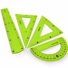 Westcott Flexi Geometry Set of 4 Ruler, Protractor, Square set Green