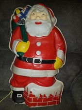 Vintage Plastic Santa Light Up Decoration