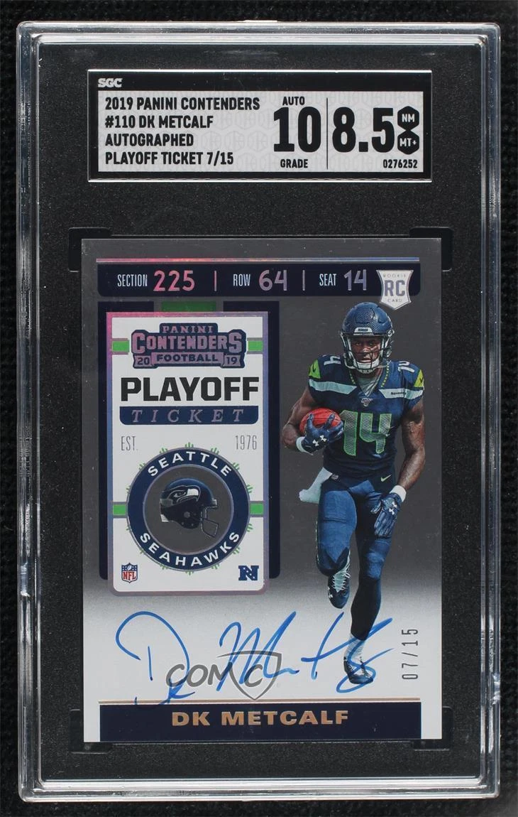 DK Metcalf Panini Playoff Contenders Rookie Ticket Preview Autographs #110 Team Helmet-Autograph-Blue