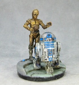 PAINTED Star Wars Imperial Assault R2-D2 C3PO Rebel Droids 28mm 30mm Scenic Base