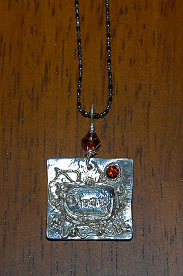 Artist Made Swarovski Elements Crystal & PMC .999 Pure Silver Necklace ''Dream'' 