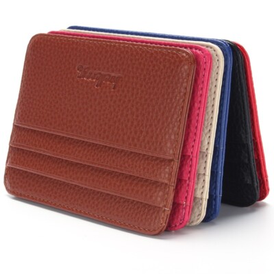 Men Women Slim Card Wallet Minimalist ID Card Holder Pocket Leather Wallet Gift